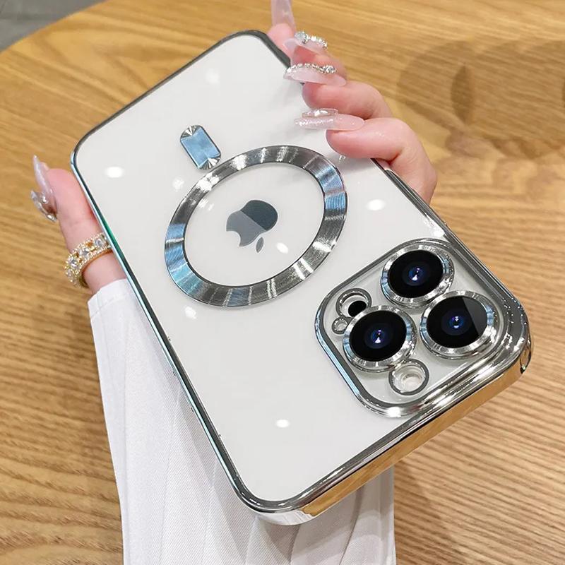 Für iPhone 16 15 Pro Max Luxus-Kabelloses Laden Magsafe-Hülle Für iPhone 14 Plus 13 12 11 Pro Max Weiche transparente Silikonabdeckung For iPhone 13 Pro Max
