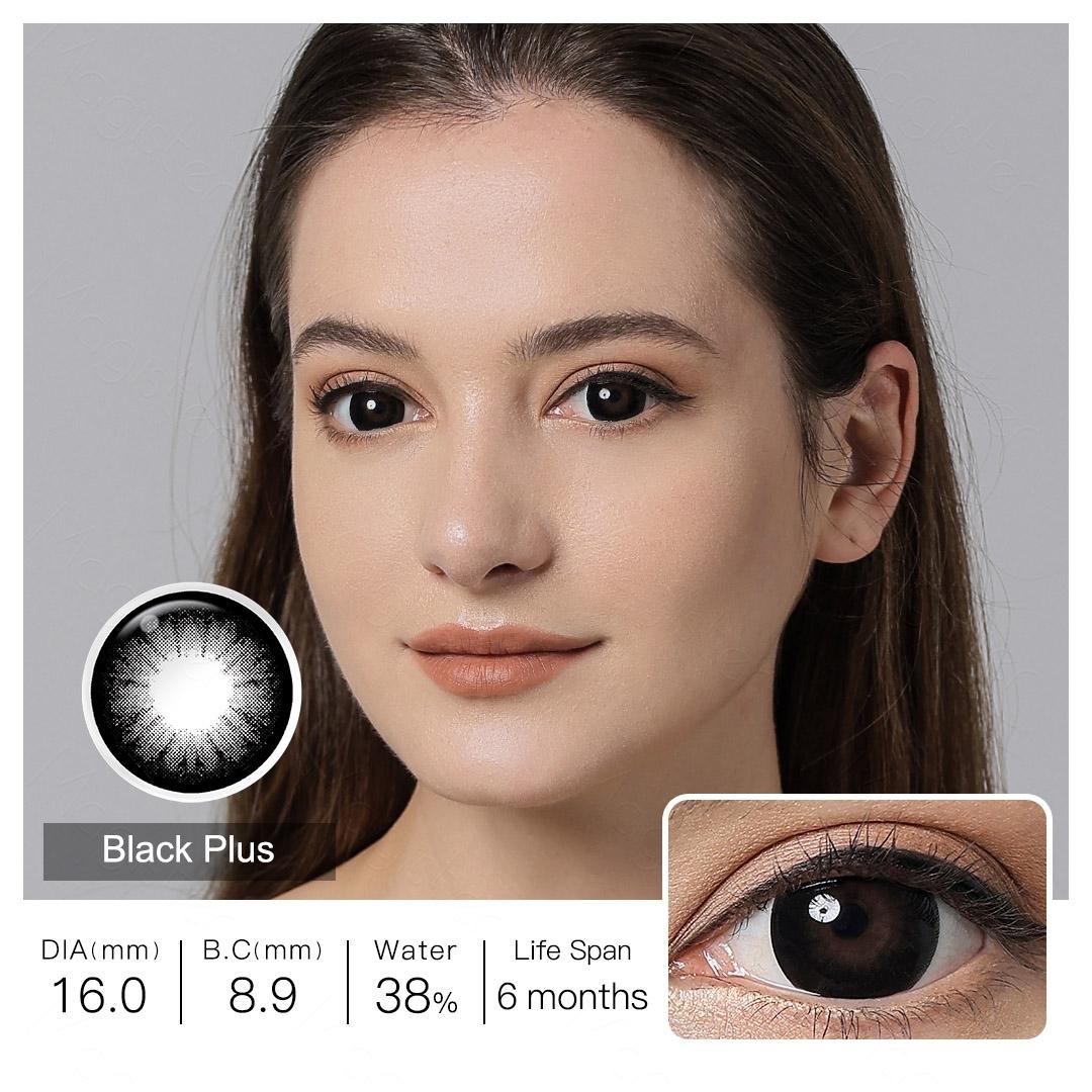 16mm Farbige Kontaktlinsen mit großem Durchmesser Große Augen Schwarze Kontaktlinsen für die Augen Braune Linsen Mit Dioptrien (0~-6,00) Myopie-Linsen Korrekturlinsen 0