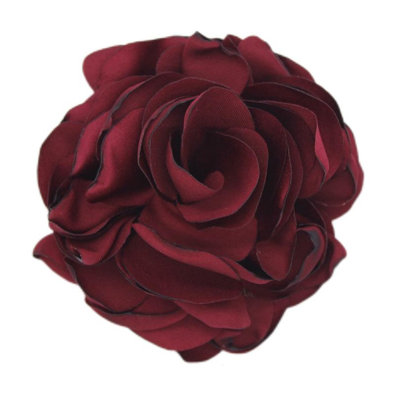 1 STÜCK Kunst Blumenbrosche Stoff Corsage Geschenk Tuch Anstecknadel Handgefertigter eleganter Schmuck für Frauen wein rot