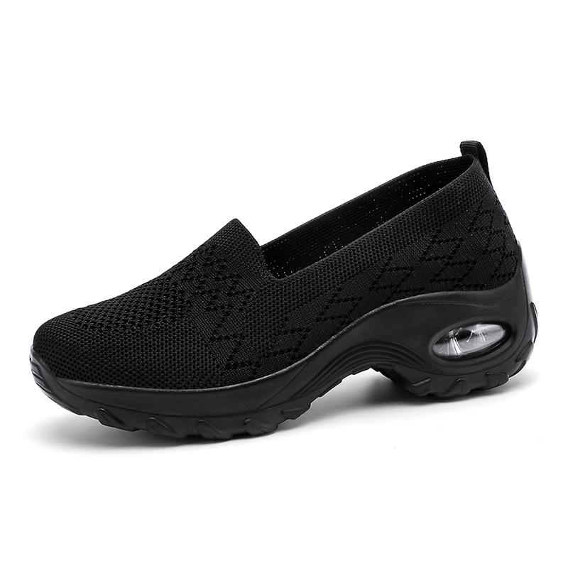 Damen Plateau Sneaker Damen Freizeitschuhe Dämpfungs-Sneaker Damen Bequeme Flache Socke Sneaker Rutschfeste Walking Schuhe 35 black