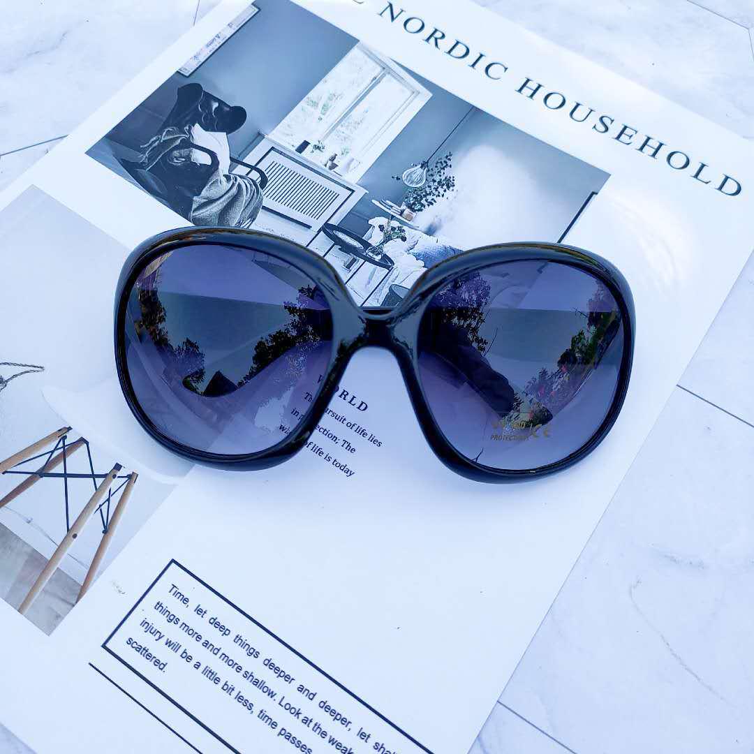 Klassische Retro-Mode ovale Damen-Sonnenbrille Vintage große große Sonnenbrille für Damen black&grey