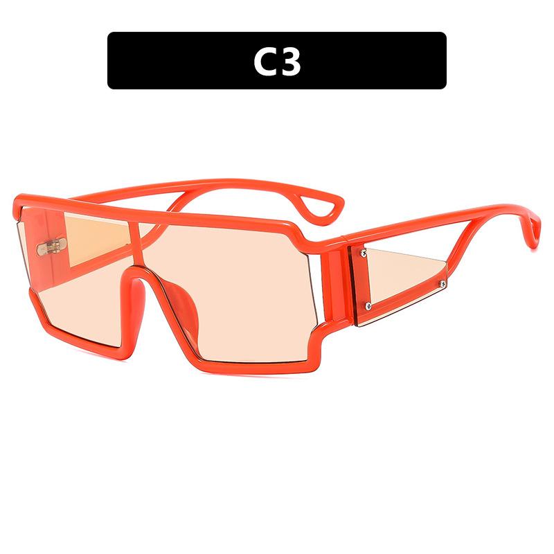 Übergroße, ausgehöhlte, quadratische Sonnenbrille, modische einteilige Brillengläser für Herren, stilvoller UV-Schutz, Sport-Sonnenbrille orange