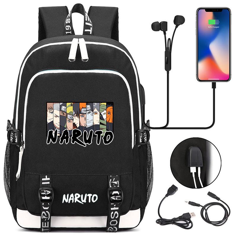 Anime Naruto Teenager-Rucksack, Unisex, Schultaschen, Cartoon-Druck, Laptop-Rucksack, Schulrucksack für Jungen und Mädchen