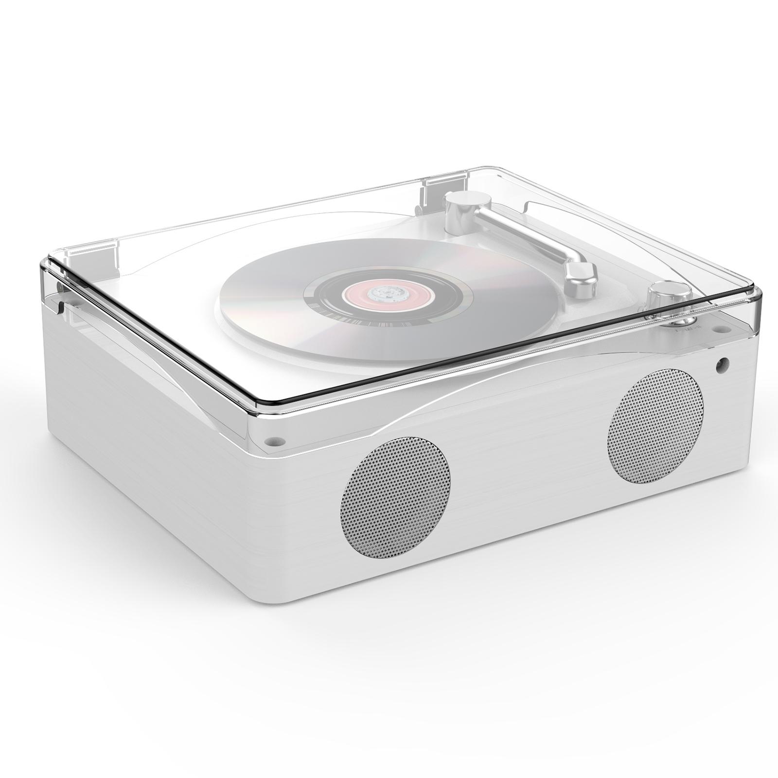 Retro-CD-Player, multifunktionaler Musik-Player, wiederaufladbare Heimlautsprecher mit Fernbedienungslautstärke weiß