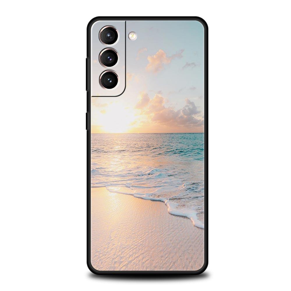 Meer blau Himmel Strand Handyhülle für Samsung Galaxy S23 Ultra S22 S21 S20 FE 5G S10 S10E S9 S8 Plus Note 20 Silikon Cover Bumper Samsung S20 Plus
