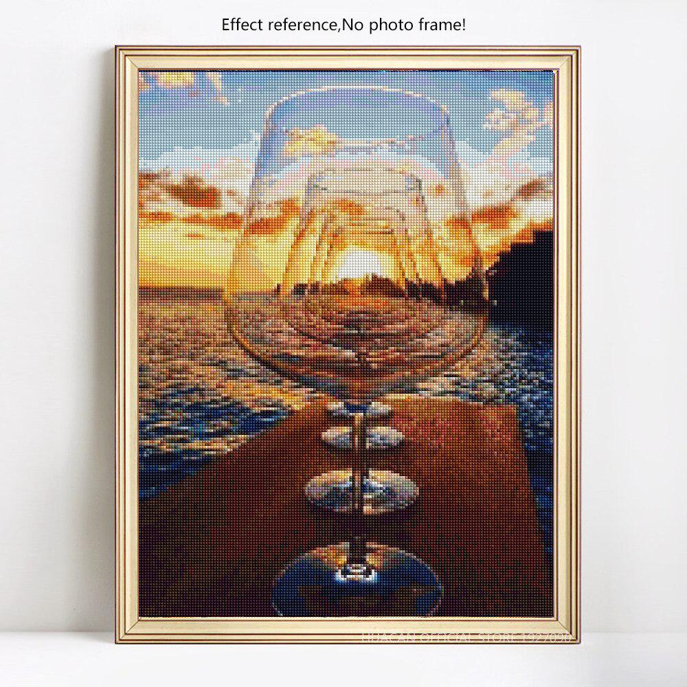5d Diy Diamant Gemälde Tasse Landschaft Vollbohrer Diamant Stickerei Diamant Mosaik Bild 20X30