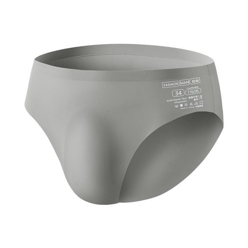 Herren Eis Seide Nahtlose Slips Ultradünne Atmungsaktive Dehnbare Unterhosen Jungen Mode Bequeme Unterwäsche 4XL grau