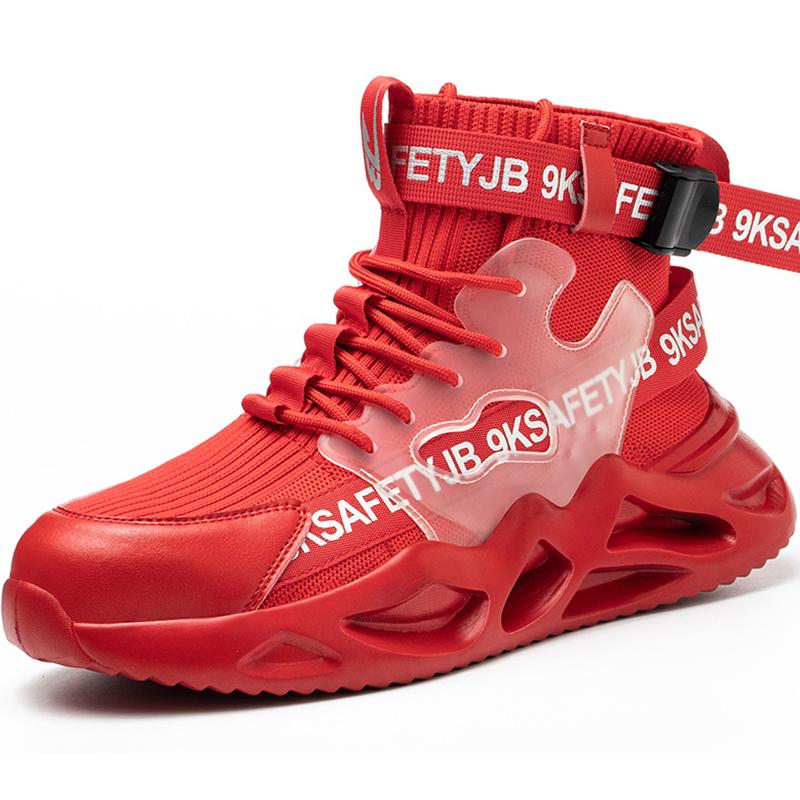 Arbeitsstiefel Herren Damen Sicherheitsschuhe Stahlkappe Socke Sicherheitsstiefel Mann Unzerstörbare Schuhe Anti-Smash Arbeitsschuhe Turnschuhe Männlich 38