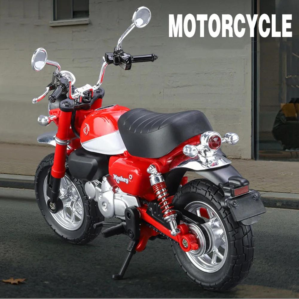 1/12 Honda Monkey Legierung Spielzeug Motorrad Modellauto mit Sound Licht Hinterradaufhängung Motorräder Fahrzeugmodelle für Kinder rot