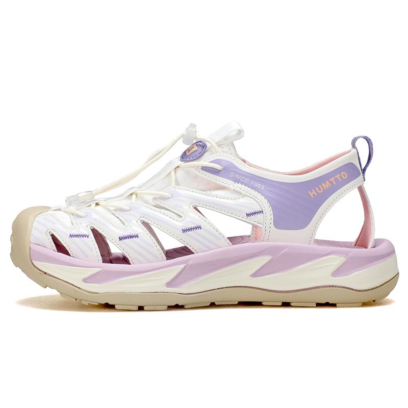 HUMTTO Schnelltrocknende Outdoor-Damen-Sandalen Atmungsaktive Sommer-Rutschfeste Strand-Sandalen für Damen Nicht-Leder Wasser Freizeit Damen-Sneakers 40 weiß/violett
