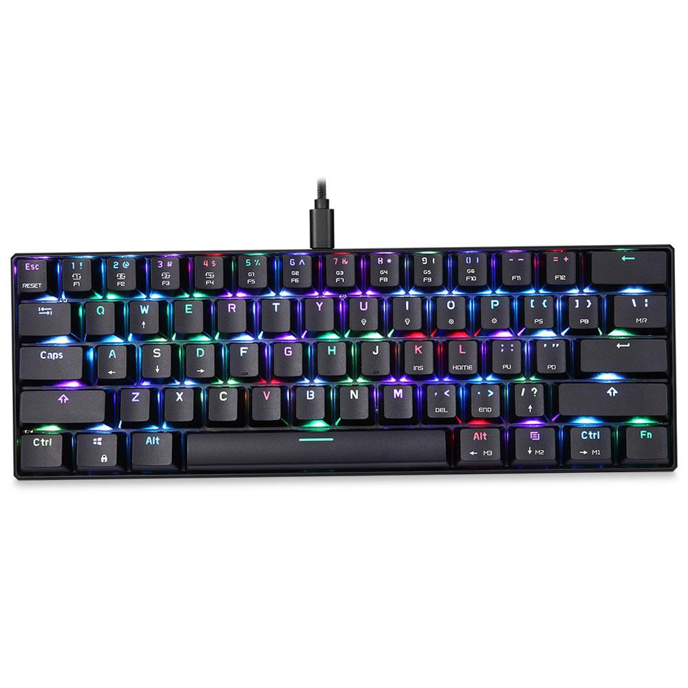 MOTOSPEED CK61 RGB Mechanische Gaming-Tastatur OUTMU Blue Switches Tastatur 61 Tasten Anti-Ghosting mit Hintergrundbeleuchtung Red Switches schwarz