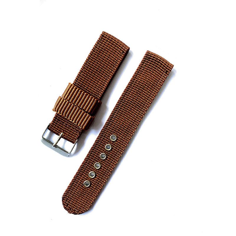 18/20/22mm Mit Stahl Metall Nadel Schnalle Canvas Uhr Armband Nylon Uhr Band Outdoor Sport Strap 18mm braun