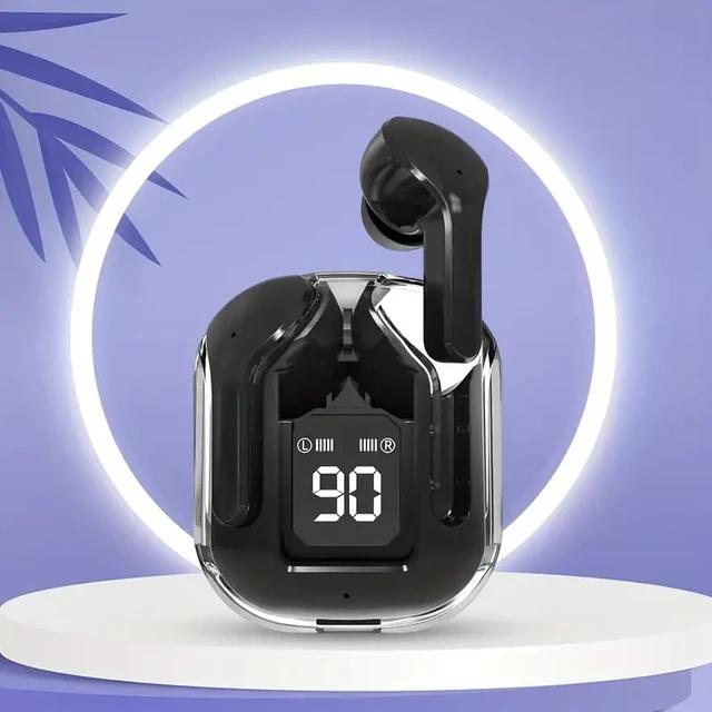 Original T2 Drahtlose Bluetooth Kopfhörer Transparent HIFI Kopfhörer LED Power Digital Display Stereo Sound Kopfhörer für Xiaomi schwarz