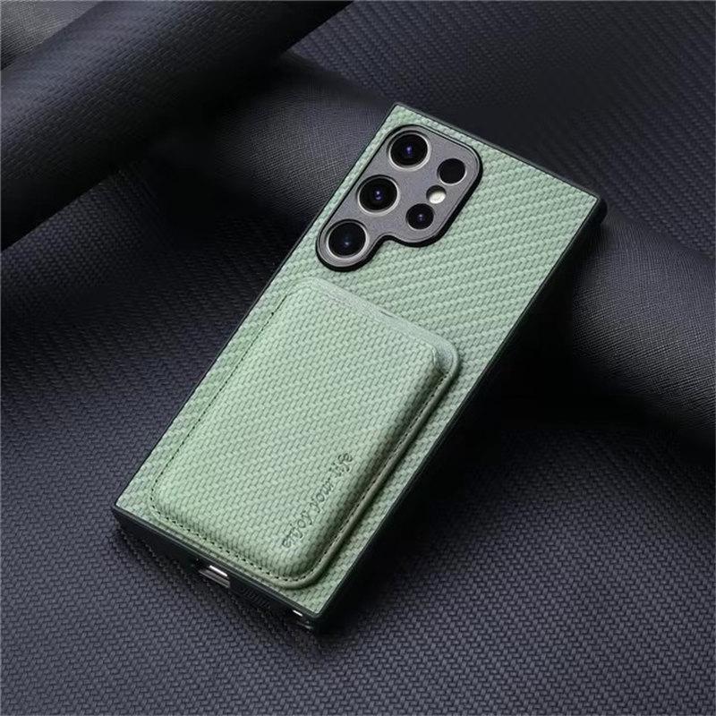 Magnetische Handyhülle mit Kartenhalter für Samsung Galaxy S23 S21 FE S24 S22 Ultra Plus S20 Rückseite Samsung S21 FE grün