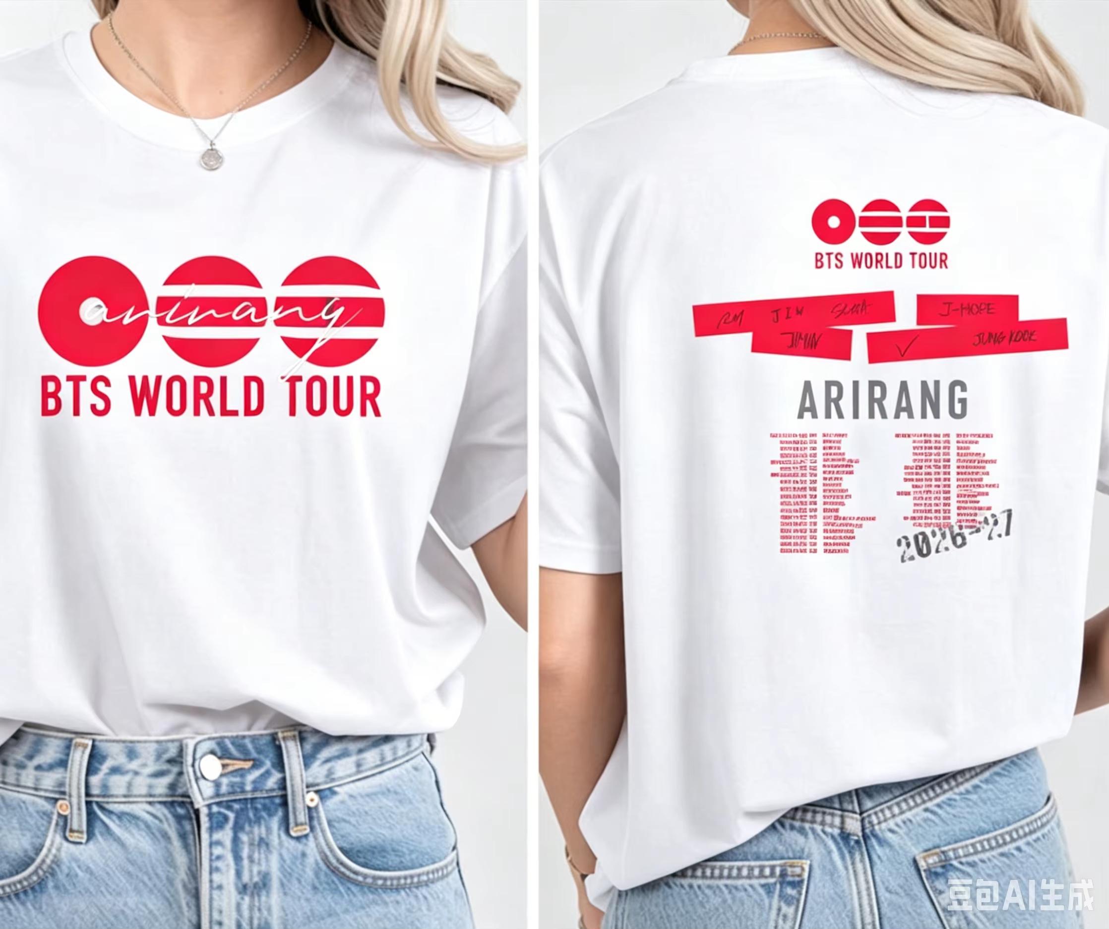 2026 K-Pop BTS Arirang Welttournee Unisex Y2K Stil Sommer Reine Baumwolle Mode Kurzarm Streetwear Fan Geschenk Fan Geschenk Damen und Herren T-Shirt XXXL