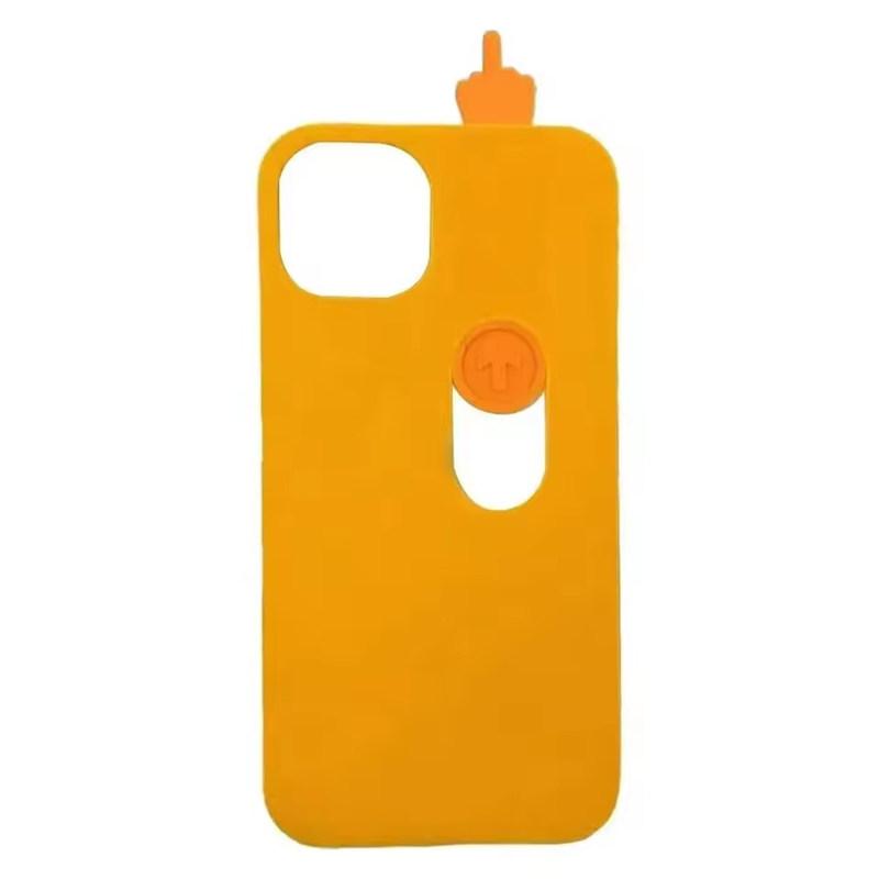Mittelfinger iPhone Serie Anti-Fall Silikonhülle 3D Gedruckte Schiebe-Handyhülle Interessante Mittelfinger-Handyhülle iPhone XS Max orange