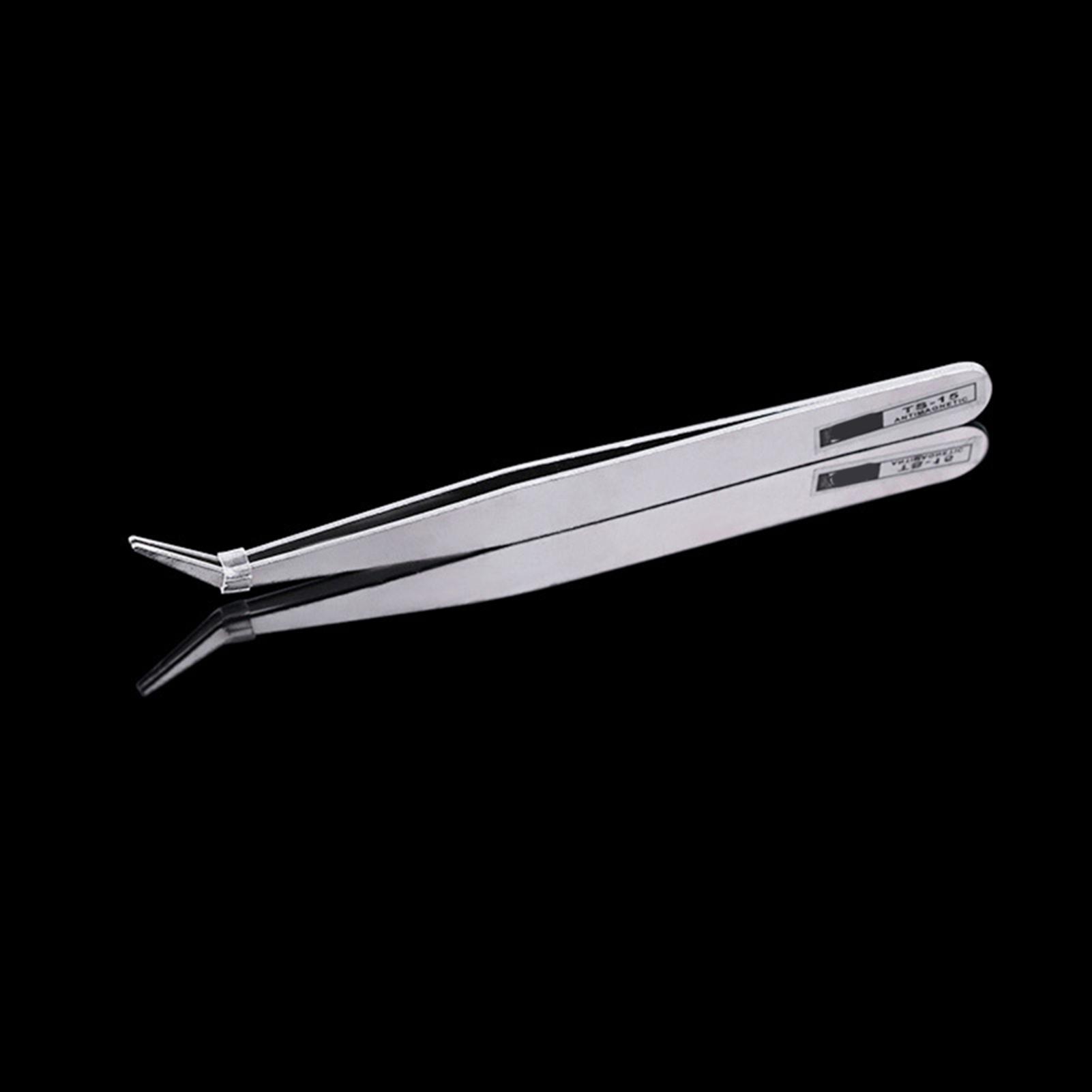 2 Arten Edelstahlpinzetten Nailart-Pinzetten Maniküre-Zubehörwerkzeuge (Biege) Bent Head