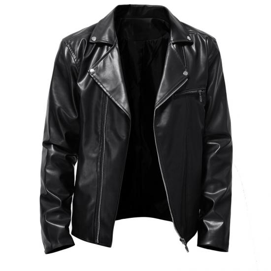 2024 frühling Herbst Mode Männer Streetwear Schwarz PU Leder Jacke Mens Zipper Hip Hop Mantel Männlichen Motorrad Faux Leder Jacken XXL schwarz