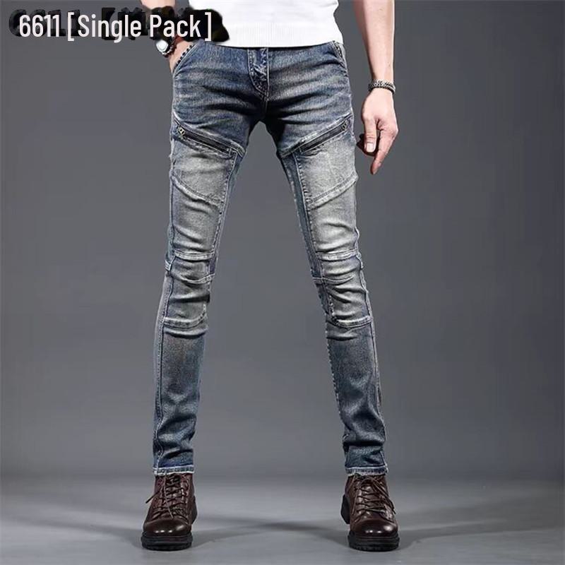 2024 Frühjahr Europäische High-End personalisierte Herren-Motorradjeans: Hübscher Slim Fit Trendy Style 36 [Recommended 165-180 catties]