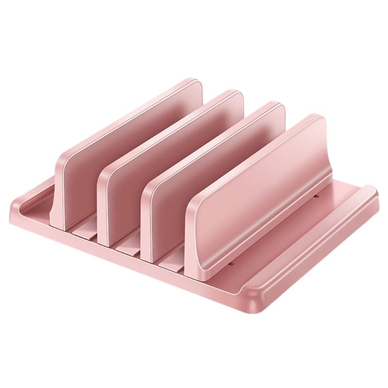 Vertikaler Laptopständer Halter Verstellbar Desktop Notebook Dock Vertikaler Laptopständer Platzsparend für Laptop Notebook rosa