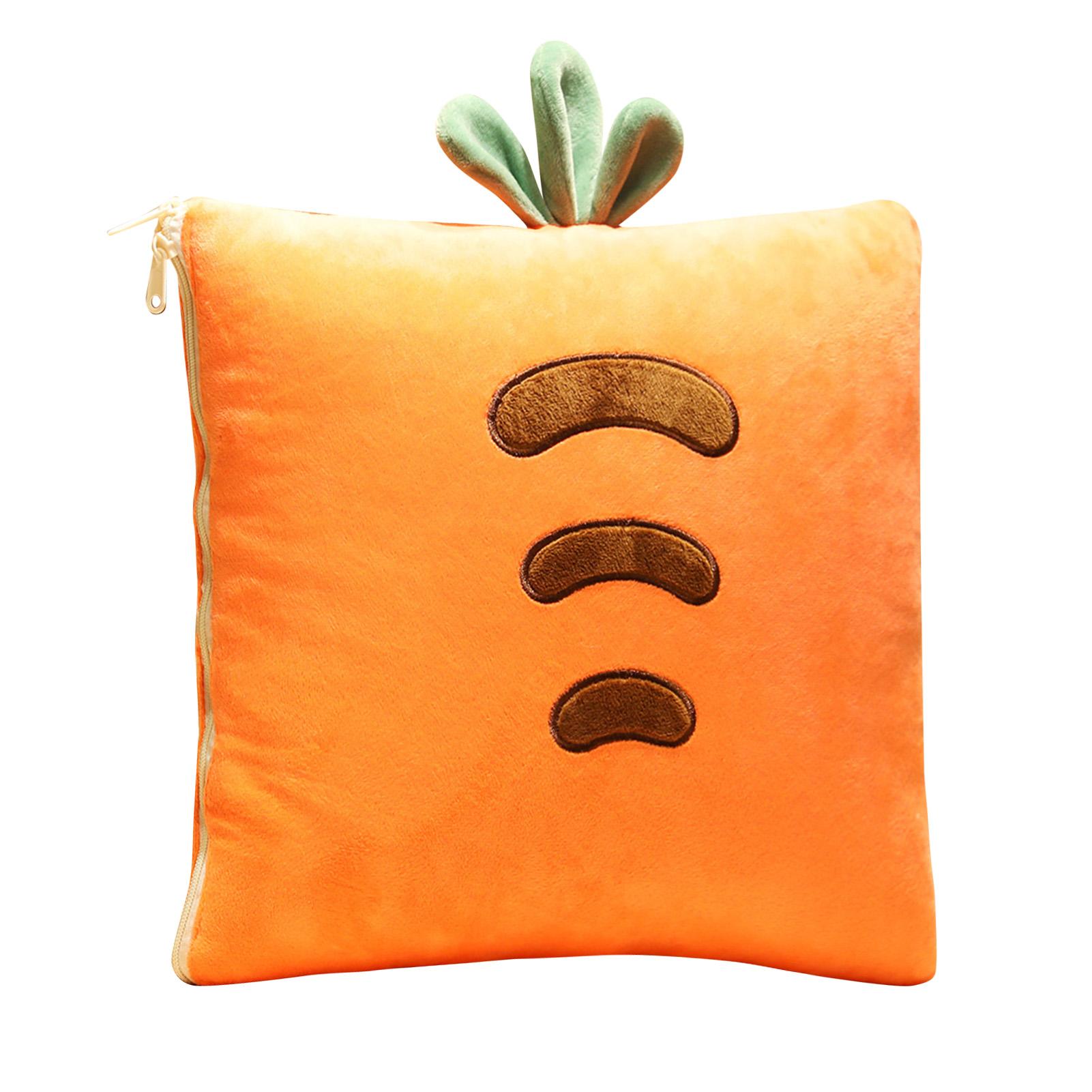 2-in-1 Decke Kissen Faltbare Decke Erweitern Wurf Kissen für Home Office Auto Safa orange