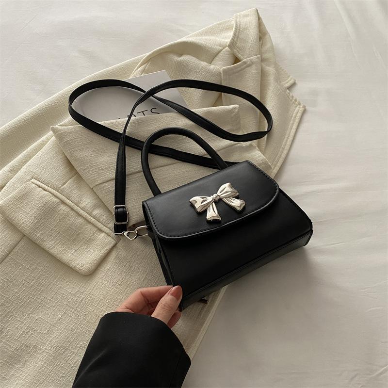 Modische Handtaschen für Damen Frühlingsmode Retro Schöne Schultertasche Schleife Dekorative Kleine Quadratische Tasche gray