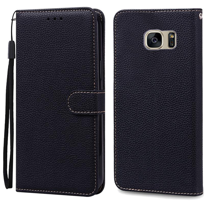 S7Edge Fall Für Samsung Galaxy S7 Fall Leder Brieftasche Auf Für Samsung S7 Rand Fall Weiche Flip-Cover Für Samsung s7 S 7 Rand Fundas For Samsung S7 Edge schwarz