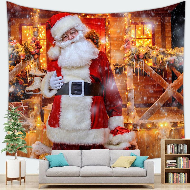 Wohnkultur Frohe Weihnachten Santa Claus Dekoration Tapisserie Santa Claus Weihnachten Party Tapisserie Wandbehang Hintergrund Stoff 100x75cm