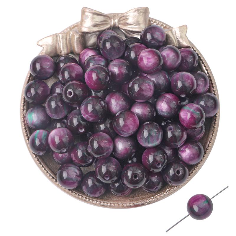 Harzperlen Streamer Sternenhimmel Halo gefärbte Perlen für DIY Halskette Armband Ohrringe Schmuckherstellung Bastelzubehör 12mm 10pcs violett