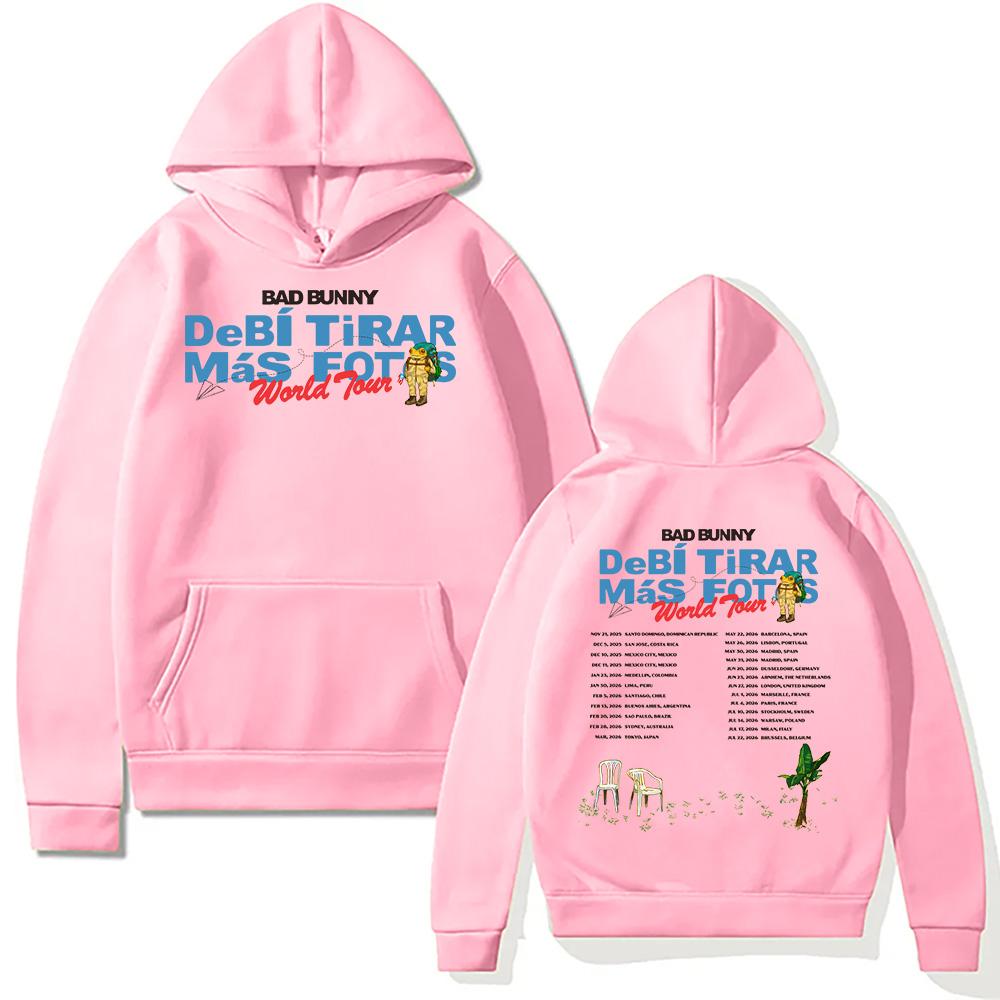 Bad Bunny Welttournee Mode Hoodie Bad Bunny DeBí TiRAR MáS FOToS Pullover Trends Kreativ Fans Geschenke Kleidung Sweatshirt Unisex M rosa