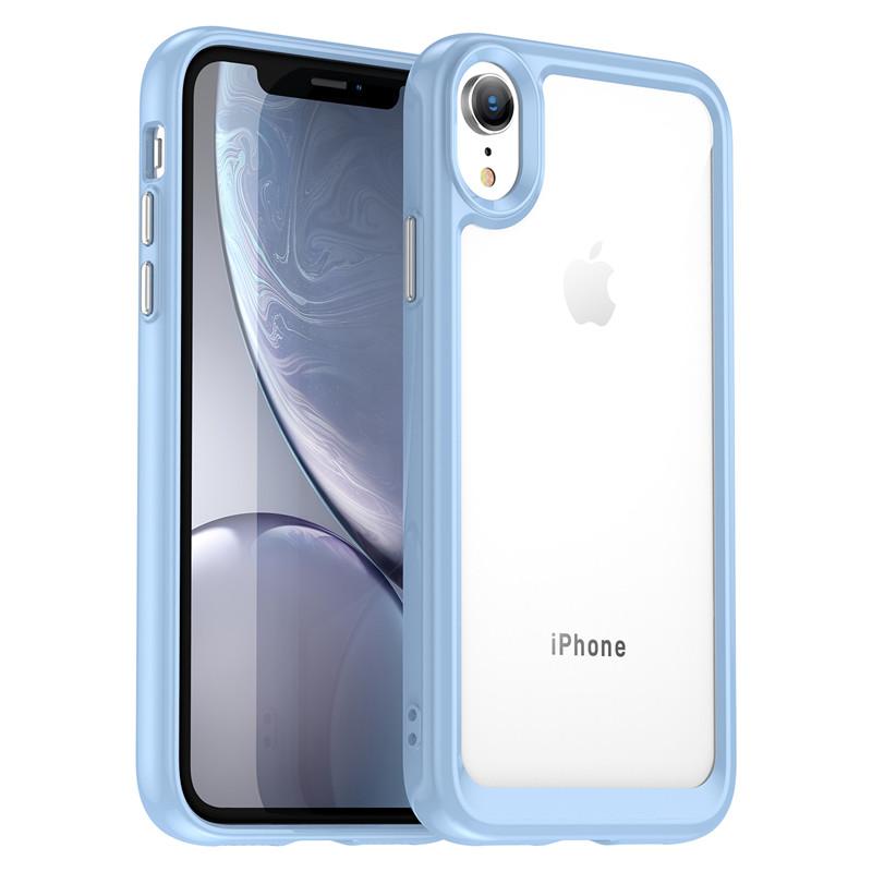 Für iPhone XR Hülle iPhone X XR XS Max Hülle Stoßfest Bunte Weiche Kante Silikon Transparent Bumper Für iPhone XR 6,1 Zoll For iPhone XS hellblaue