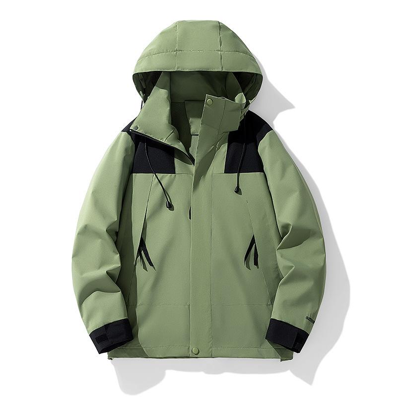 Jacken für Männer und Frauen, Partnerjacken, Herren Outdoor-Sport Winddicht und Regendicht Kapuzen-Einlagige Jacken Frühling Neuer Stil 4XL grün