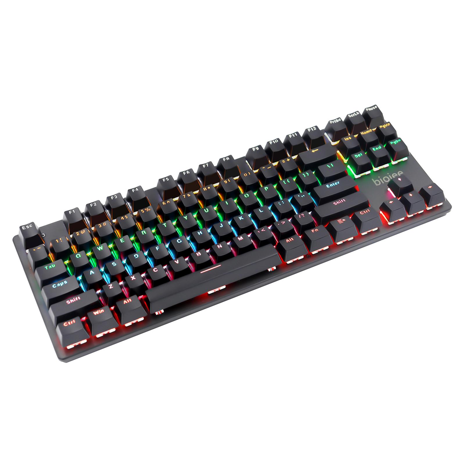 biojee Wired 87Key Mechanische Gaming-Tastatur Regenbogen-Tastatur mit Hintergrundbeleuchtung für Windows PC Laptop für schwarz