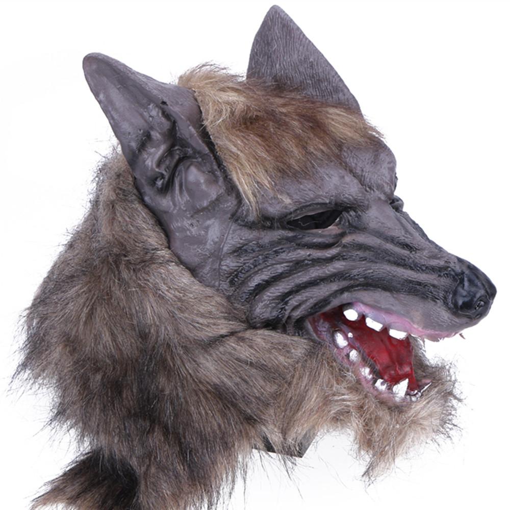 Halloween Gruselige Gummi Tier Mähne Werwolf Wolf Kopf Maske Kopf Halloween Maskerade Cosplay Maske Party Kostüm Prop