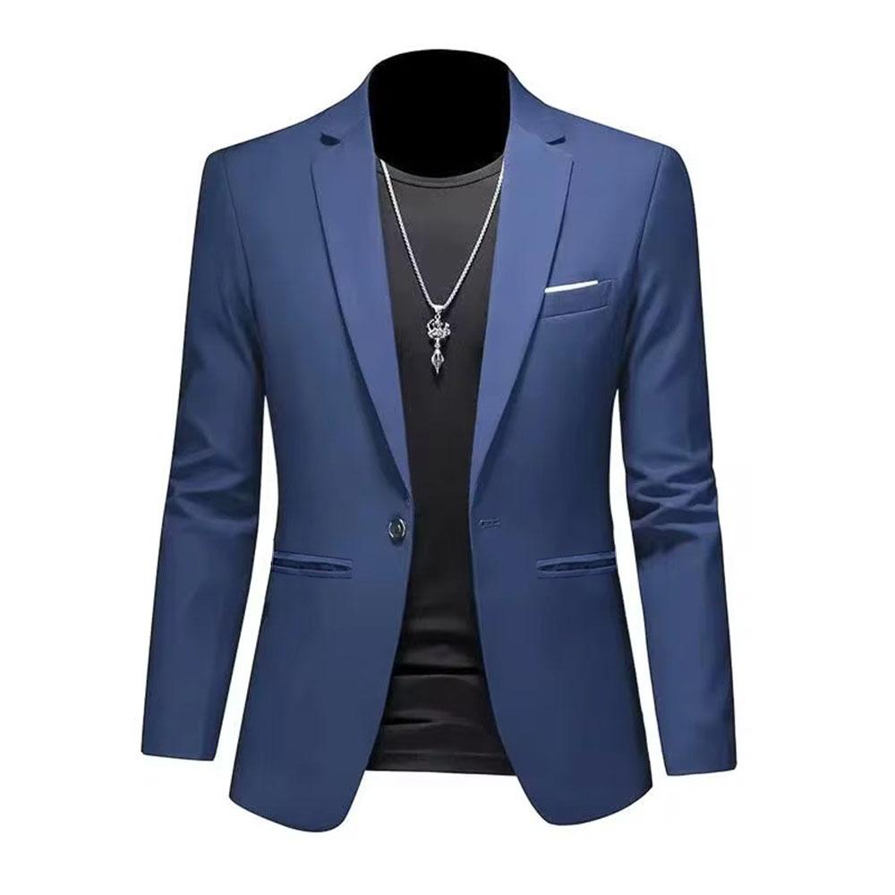 Trendy Leichte Luxus Anzugjacke für Herren Herbst Slim Fit Lässiger Business-Anzug Bügelfreier Anti-Falten Einfarbig Klassischer Anzug XL blau