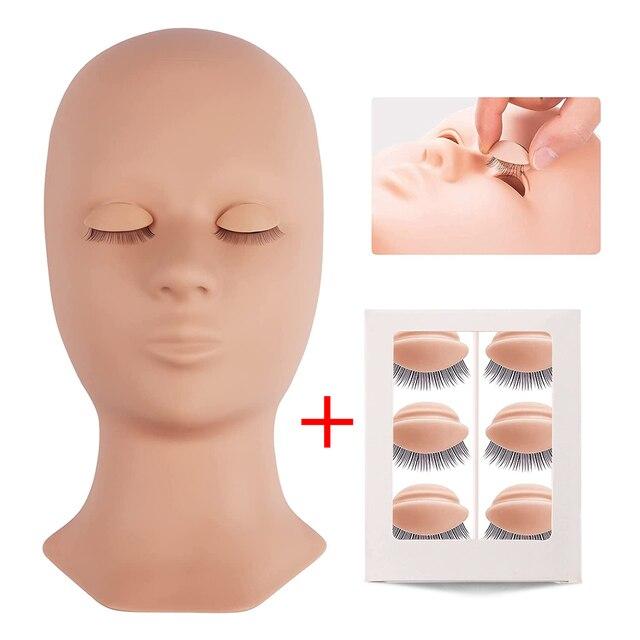 Lash Mannequin Kopf Wimpern Verlängerung Training kit Ersatz Augenlider Silikon Make-Up Modell Wimpern Übung Kopf Werkzeuge hellbraun