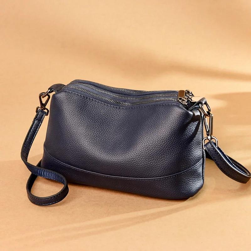 Neue Mode Frauen Aus Echtem Leder Handtaschen frauen taschen Designer Weibliche Schulter Taschen Luxus Marke Rindsleder Damen Umhängetasche blau