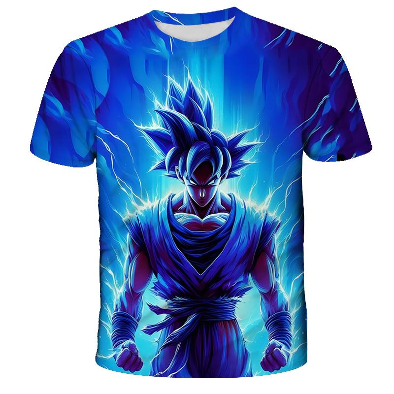Anime Dragon Ball Son Goku 3D-Druck Kinder T-Shirt Sommermode Casual T-Shirt Junge Mädchen Unisex Kinderkleidung T-Shirt Tops 120