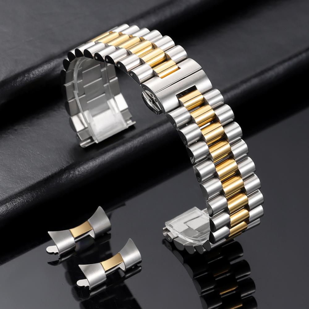Massives Edelstahl-Uhrenarmband 10/12/13/14/16/17/18/19/20/21/22mm Armbänder für Rolex für Tissot Armband mit gebogenem Anschluss 13mm black