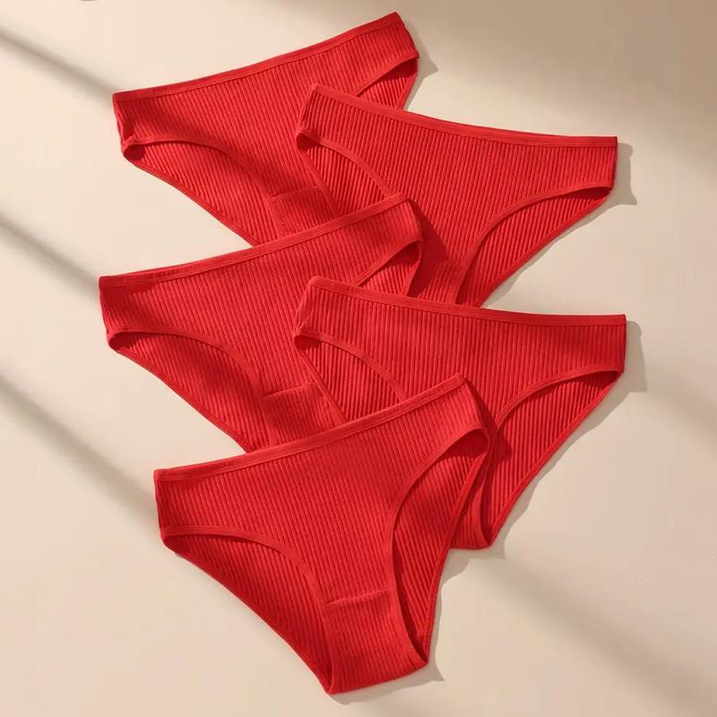 5 STÜCK Damen Slips Gestreifte Slips Damen Unterwäsche Niedrige Taille Baumwolle Rot Slip Sexy Damen Unterhosen Weiche Damen Lingerie S-XXL XL&5pcs bunt