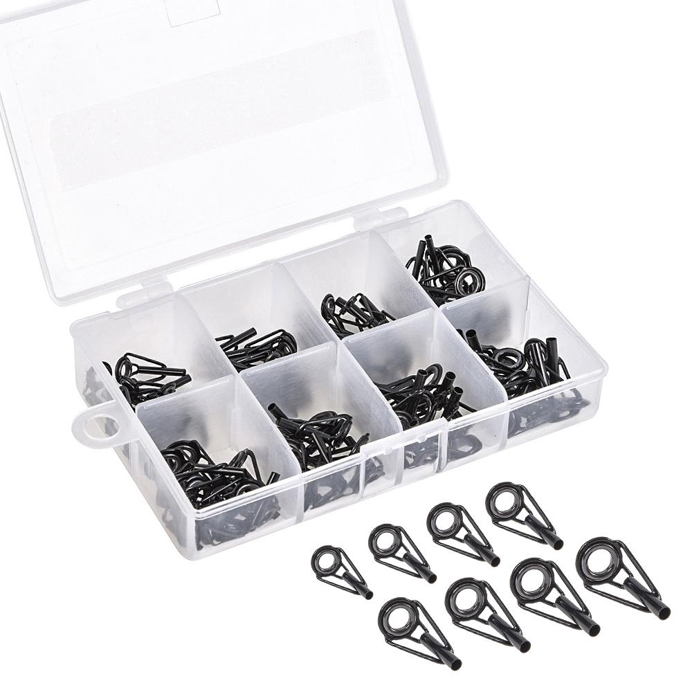 80 Teile/schachtel 8 Größen Teleskop Angelrute Guide Spitze Reparatur Kit Stange DIY Auge Ringe Angelrute Guide Angelgerät 80pcs