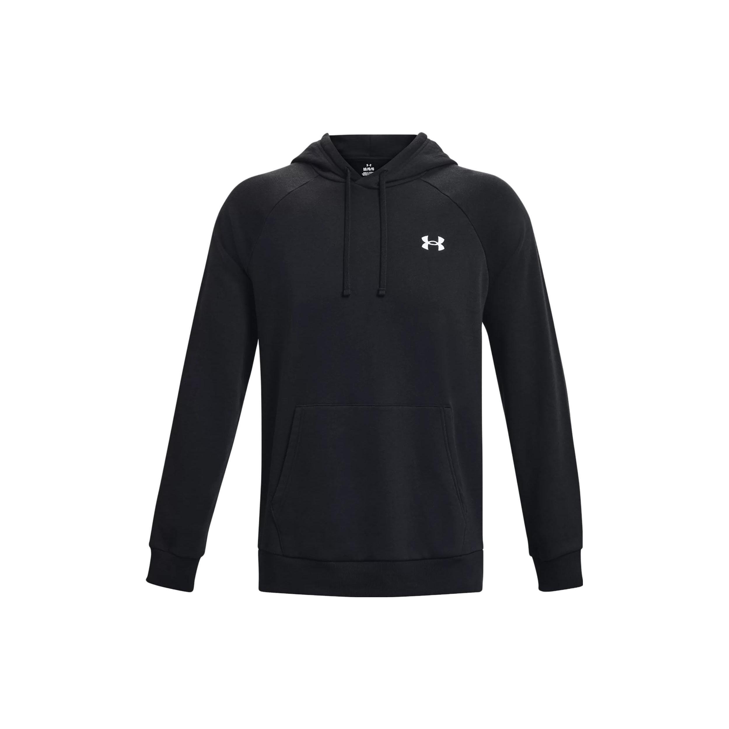Under Armour Rival Fleece Hoodie Einfarbiger Fleece-Pullover Sweatshirt Herren Hoodies Schwarz 1379861-001 XXL