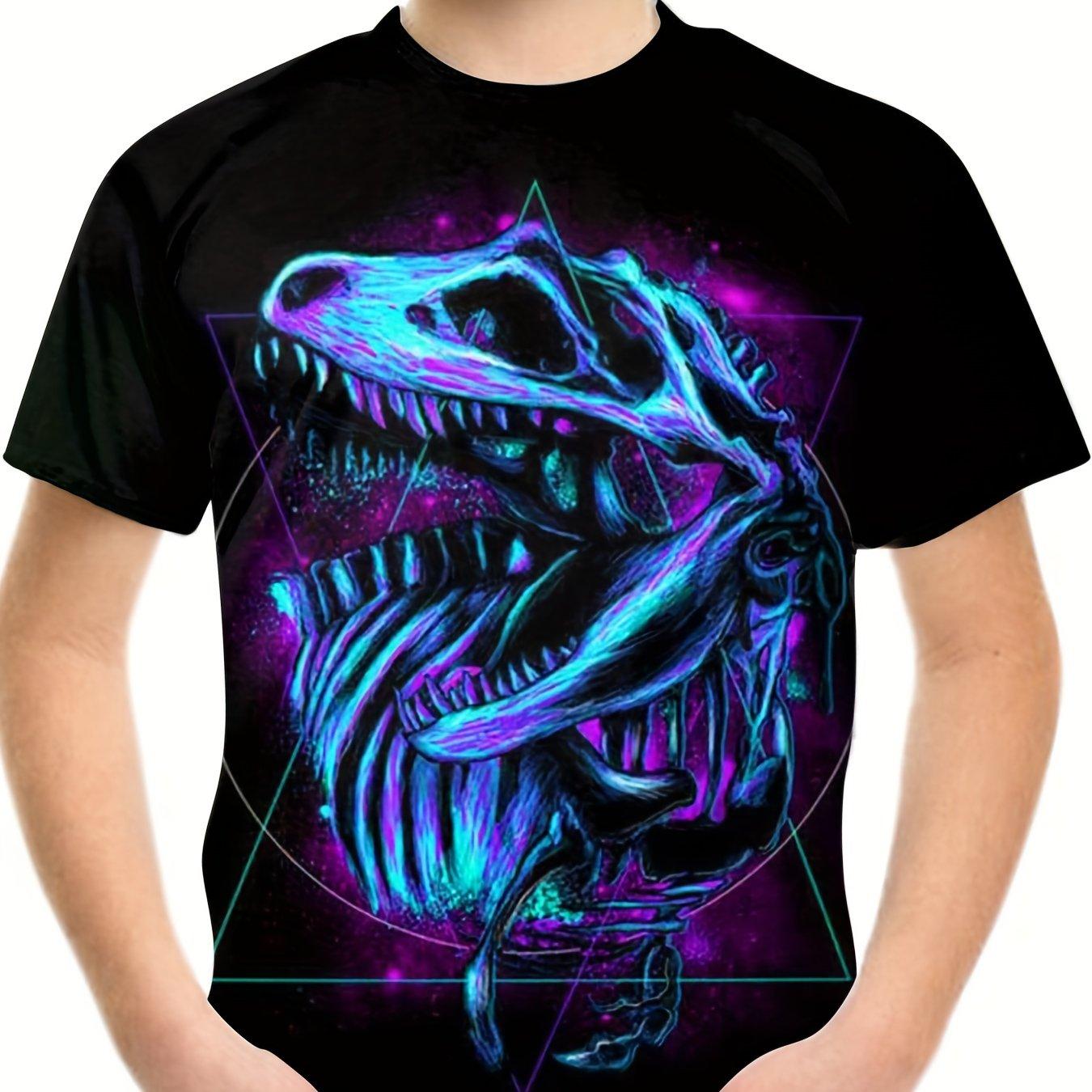 Kinderkleidung Jungen T-Shirt Kurzarm Kinder T-Shirt 3D Dinosaurier Druck Lässige Kinder Sommerkleidung Mädchen Kleidung Tops Tee 140