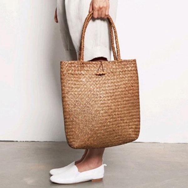 Damenmode Designer Spitze Handtaschen Tragetaschen Handtasche Wicker Rattan Tasche Schultertasche Shopping Stroh dark color