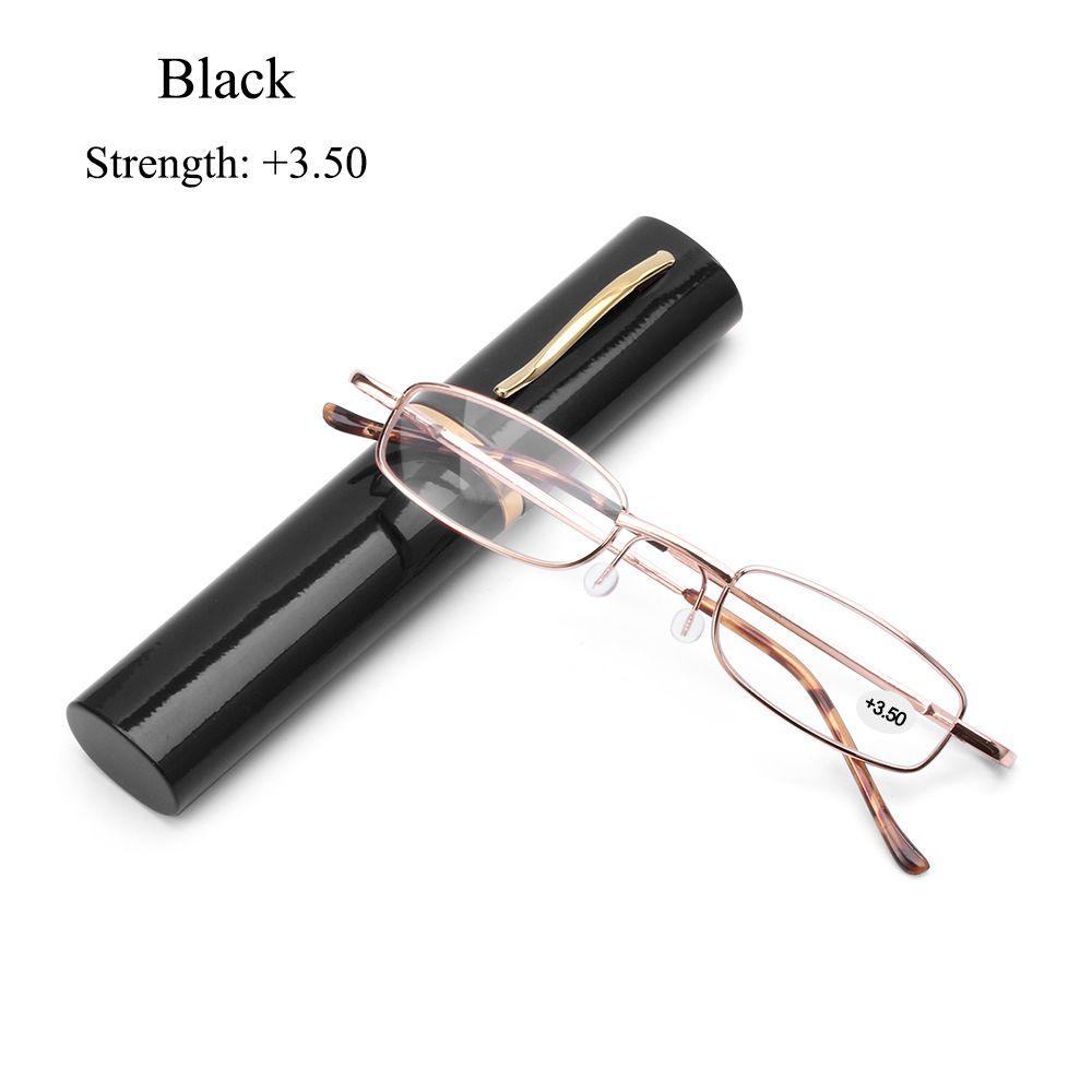 Metallgehäuse Federgelenk Brille Lesebrille Tragbar mit Stiftetui Lesebrille Strength 3.50 schwarz