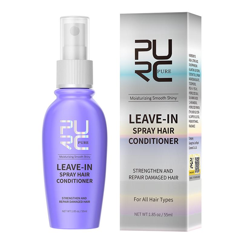 PURC Haarspülung, Leave-in-Spray, Reparatur von beschädigtem, trockenem Haar, Behandlung für glänzendes, glattes und glättendes Haar, 55 ml 55ml violett