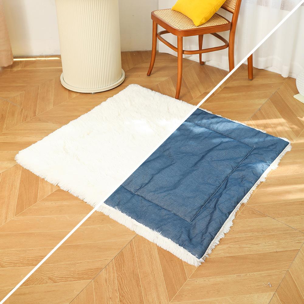 Hundekäfigmatte Doppellagig Verdickt Maschinenwaschbar Hundehütte Matte Feuchtigkeitsbeständig und Universell für Alle Jahreszeiten für Beidseitige Haustiermatten 60*50cm gray