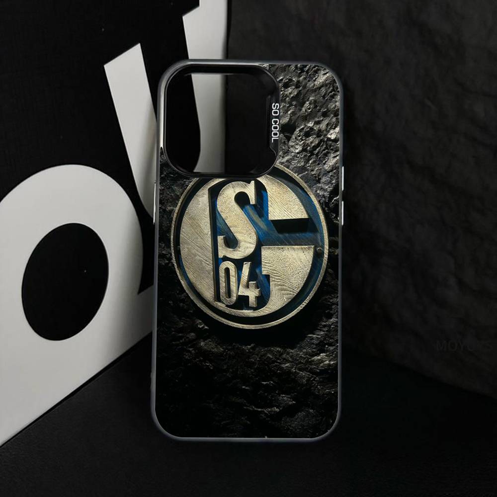 S-Schalke 04 mattierte Handyhülle für iPhone 17 16 15 14 Plus 13 12 11 Pro Max X Xs XR Silber Hartschalen-Cover iPhone 11pro max