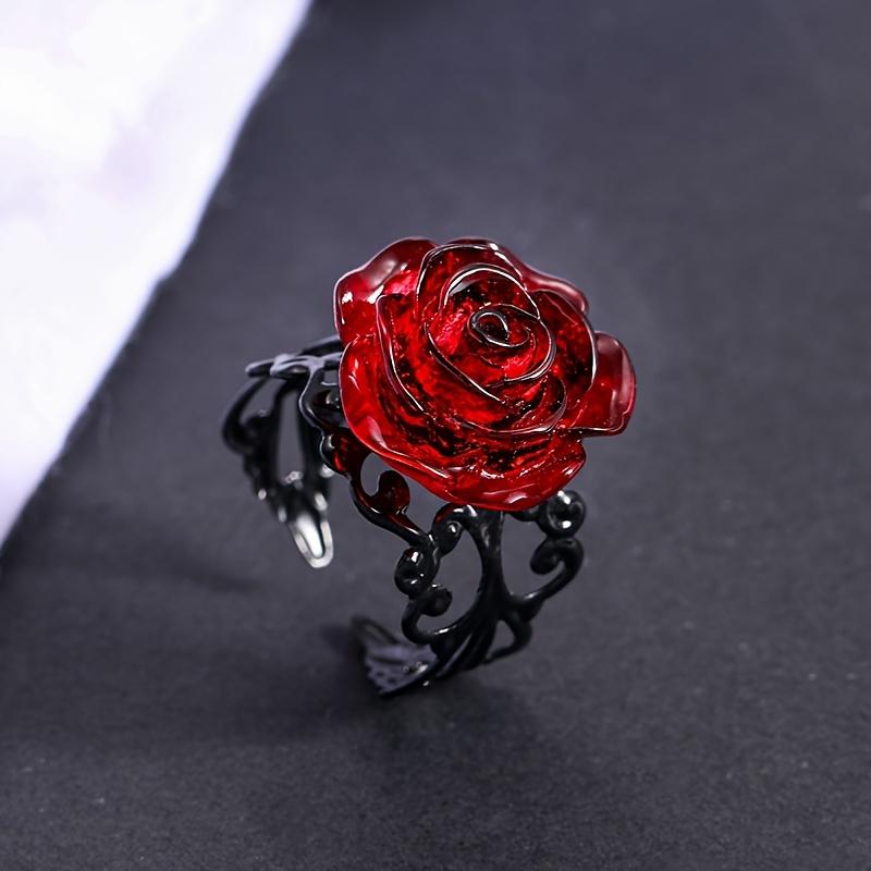 1 Stück Gothic Rote Rose Verstellbarer Ring Zauberei Gothic Stil Schmuck Style 1