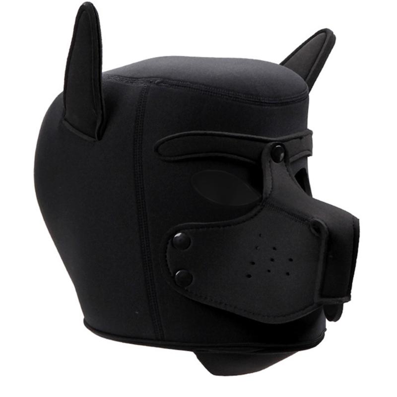 Hundekopfmaske Halloween Hundekopfbedeckung Atmungsaktiv Vollkopf Hundemaske Kostüm für Erwachsene Halloween Verkleidung Cosplay Party schwarz